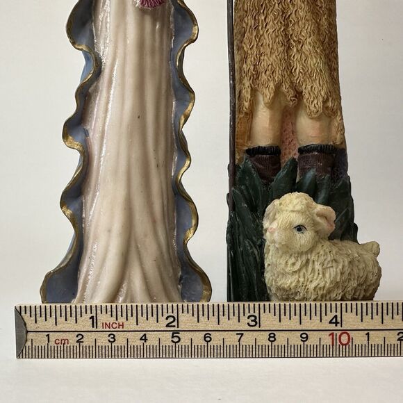 Mary, Joseph, Baby Jesus Christmas Plastic Figurines Set of 2 Slender Religious - Picture 5 of 13